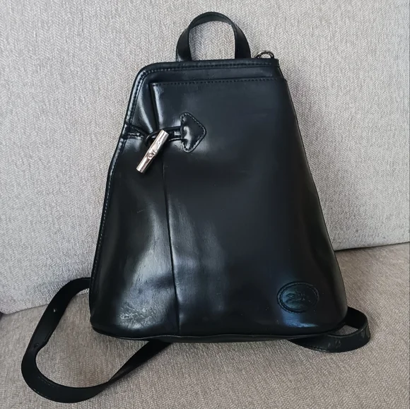 Longchamp | Bags | Longchamp Vintage Black Leather Backpack  display picture 1